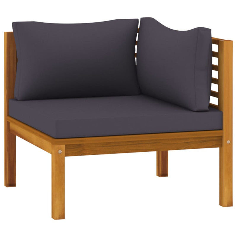Corner Sofas 2 pcs with Dark Gray Cushions Solid Acacia Wood