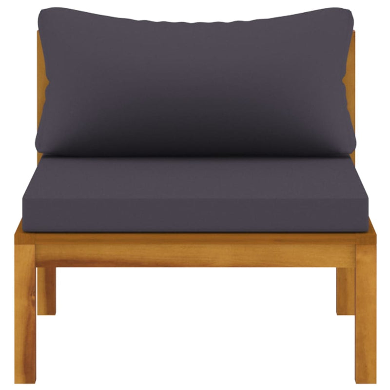 3 Piece Patio Lounge Set with Dark Gray Cushions Acacia Wood
