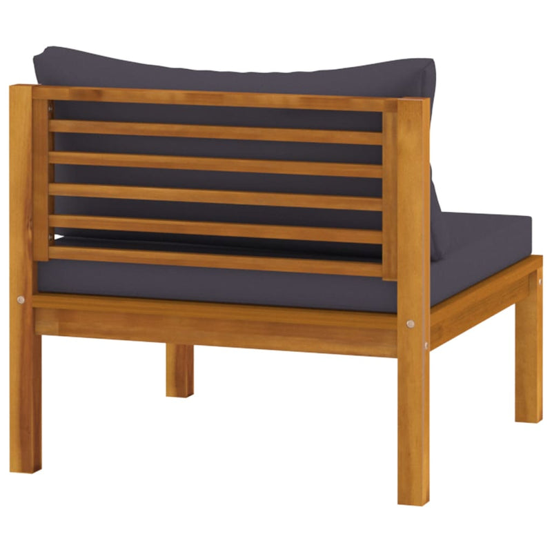 3 Piece Patio Lounge Set with Dark Gray Cushions Acacia Wood