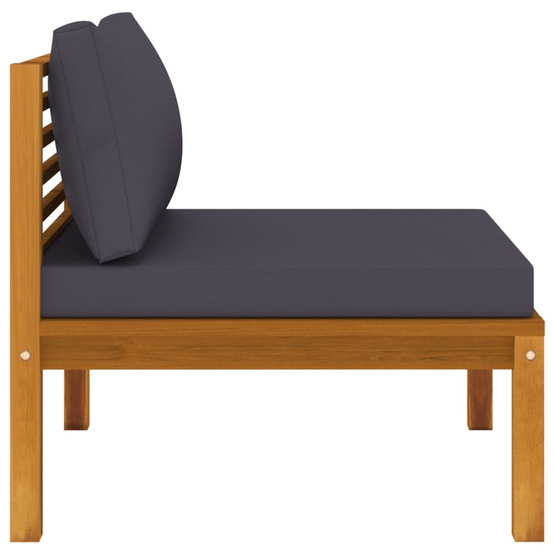 2 Piece Patio Sofa Set with Dark Gray Cushions Acacia Wood