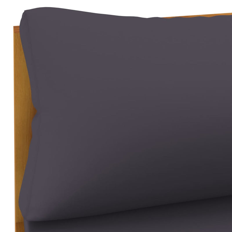 2 Piece Patio Sofa Set with Dark Gray Cushions Acacia Wood