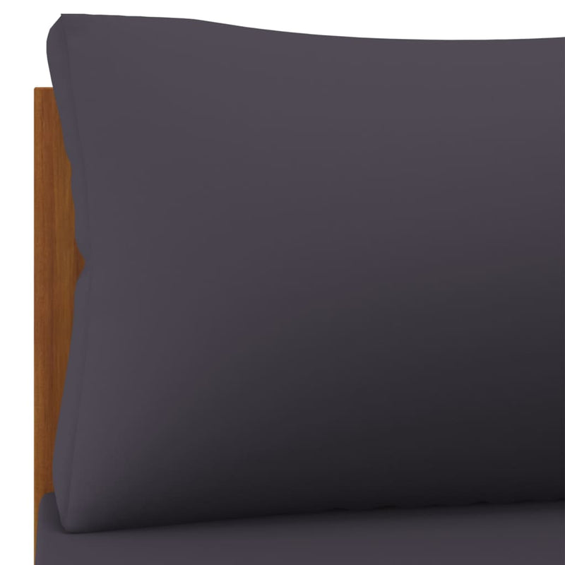 Sectional Corner Sofa with Dark Gray Cushions Solid Acacia Wood