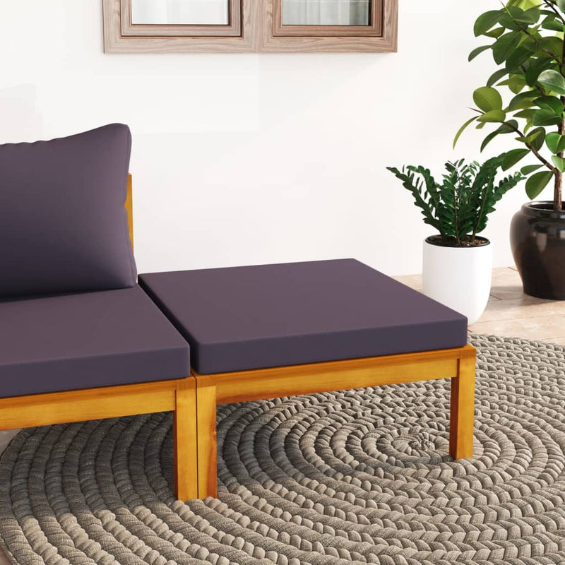 Footrest with Dark Gray Cushion Solid Acacia Wood