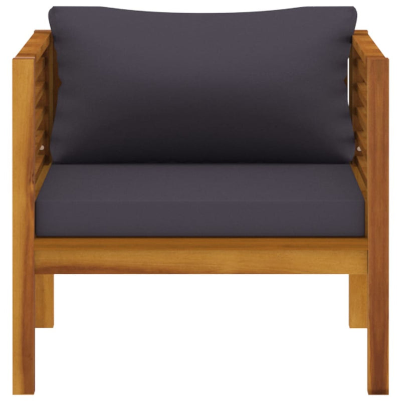 Patio Chair with Dark Gray Cushions Solid Acacia Wood