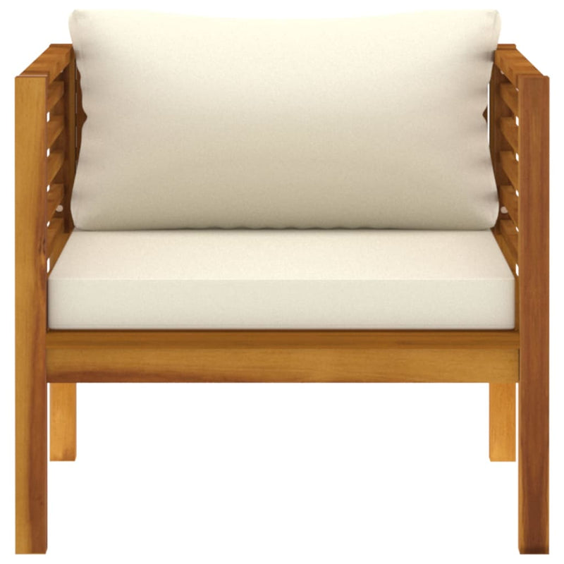 Patio Chair with Cream White Cushions Solid Acacia Wood