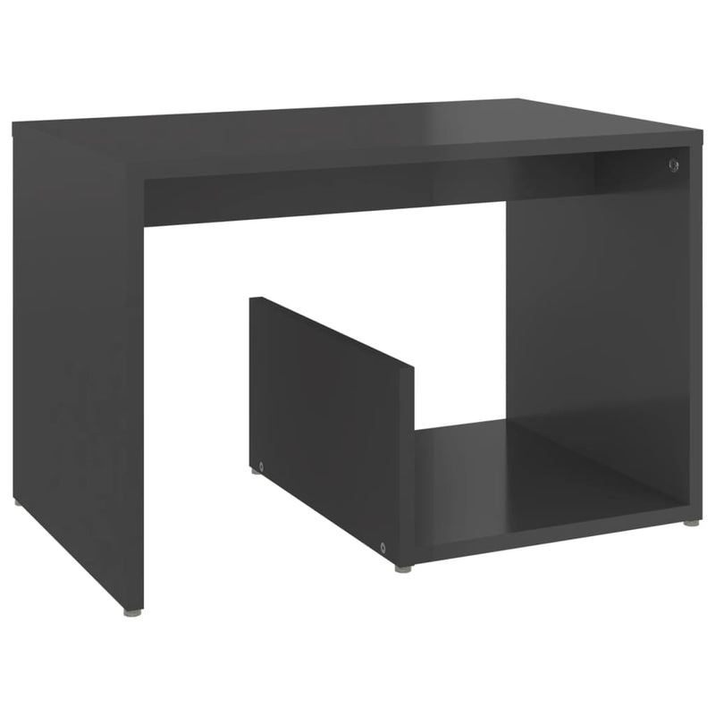 Side Table High Gloss Gray 23.2"x14.2"x15" Chipboard