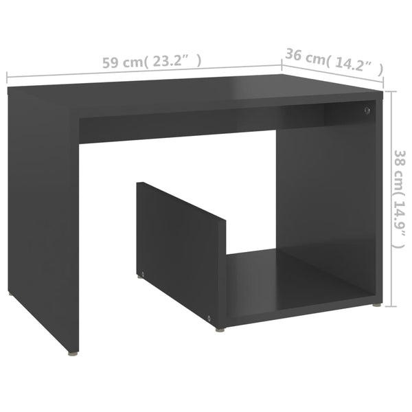 Side Table High Gloss Gray 23.2"x14.2"x15" Chipboard