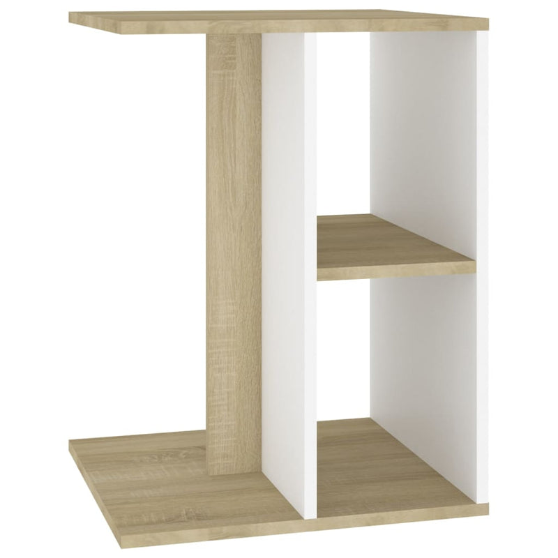 Side Table White and Sonoma Oak 24"x16"x18" Chipboard