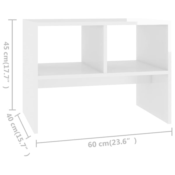 Side Table High Gloss White 24"x16"x18" Chipboard