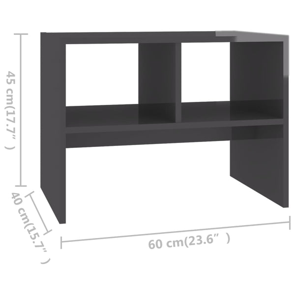 Side Table High Gloss Gray 24"x16"x18" Chipboard