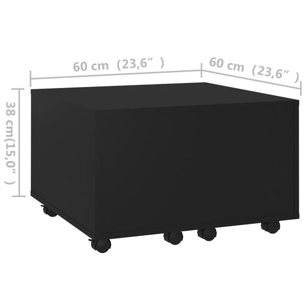 Coffee Table Black 23.6"x23.6"x15" Chipboard