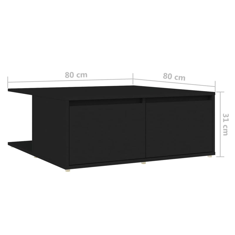 Coffee Table Black 31.5"x31.5"x12.2" Chipboard