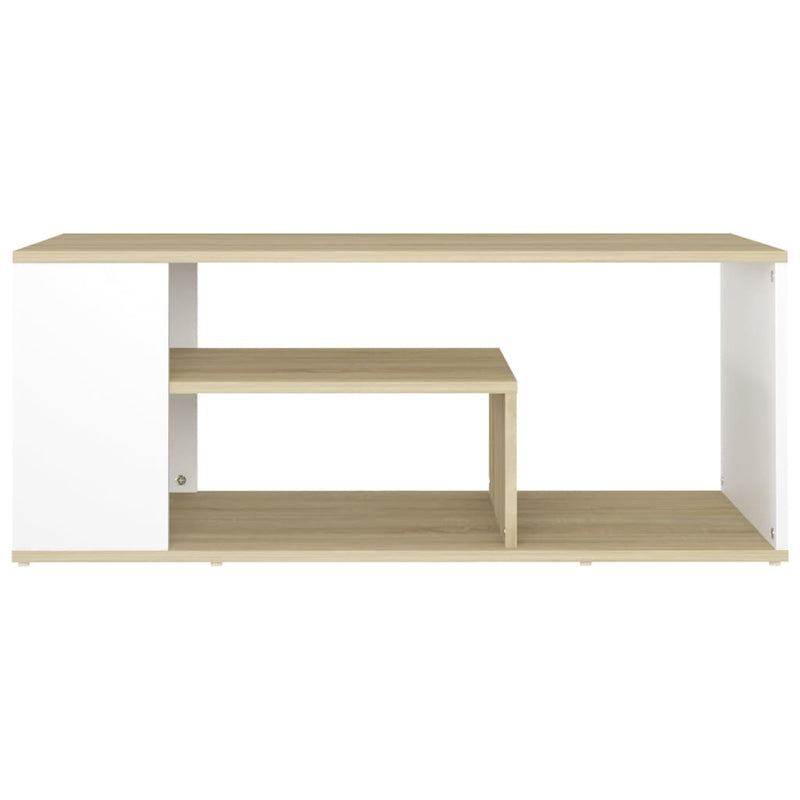 Coffee Table White and Sonoma Oak 39.4"x19.7"x15.7" Chipboard