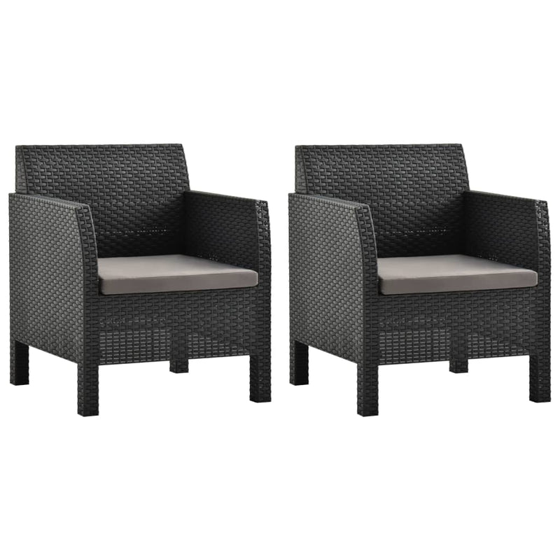 Patio Chairs with Cushions 2 pcs PP Anthracite
