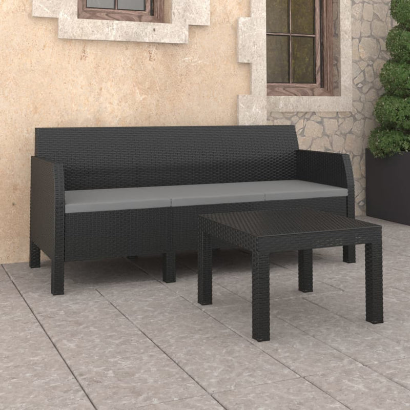 2 Piece Patio Lounge Set with Cushions PP Anthracite