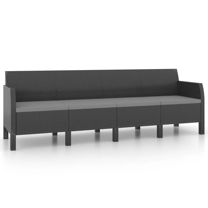 4-Seater Patio Sofa with Cushions Anthracite PP