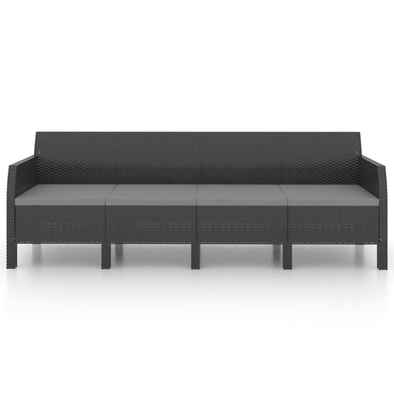 4-Seater Patio Sofa with Cushions Anthracite PP