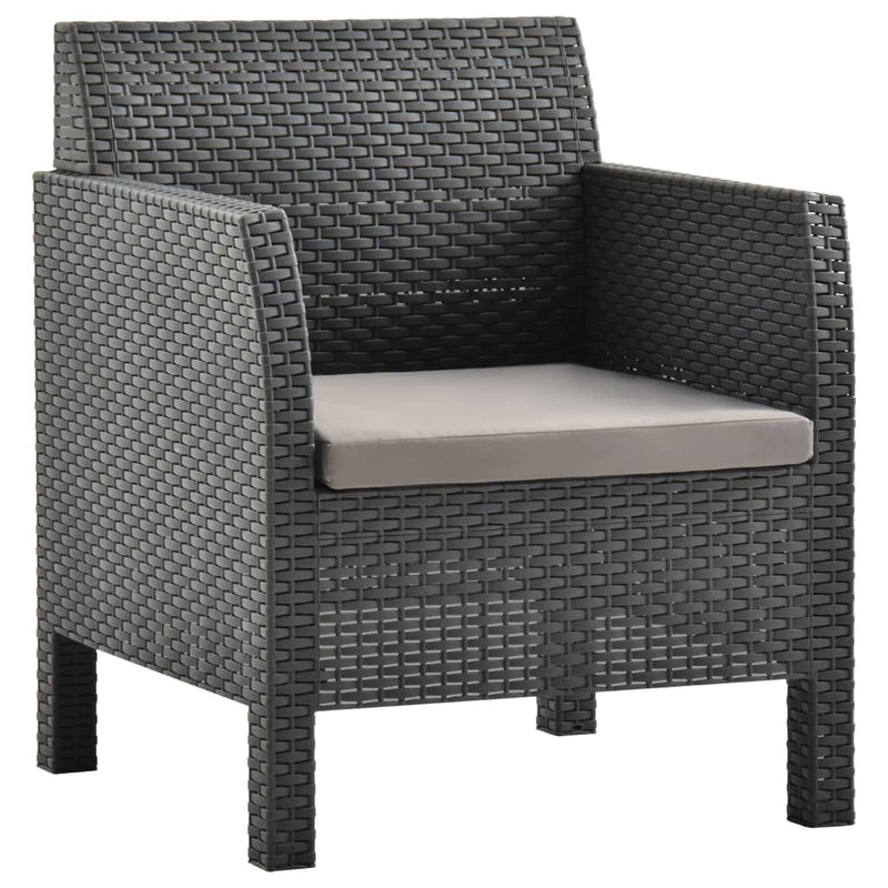 3 Piece Patio Lounge Set with Cushions PP Anthracite
