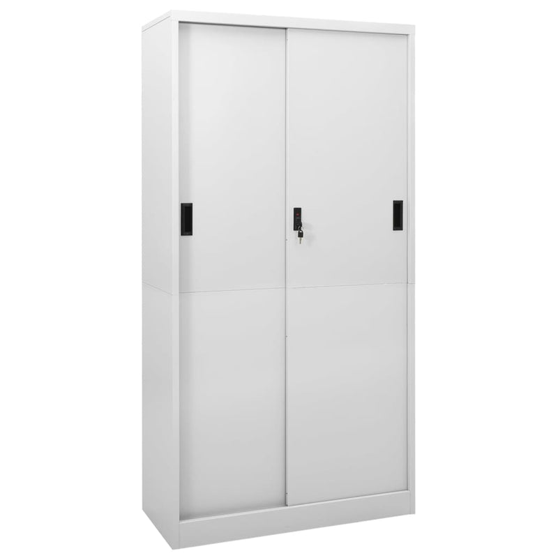 Office Cabinet with Sliding Door Light Gray 35.4"x15.7"x70.9" Steel