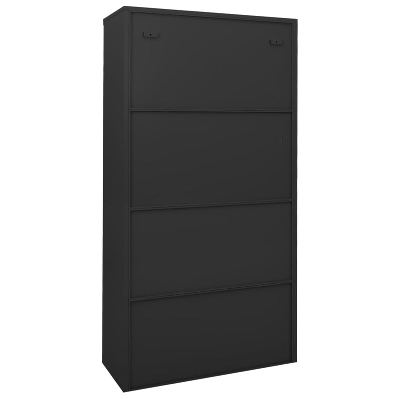 Office Cabinet with Sliding Door Anthracite 35.4"x15.7"x70.9" Steel