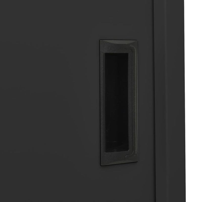 Office Cabinet with Sliding Door Anthracite 35.4"x15.7"x70.9" Steel