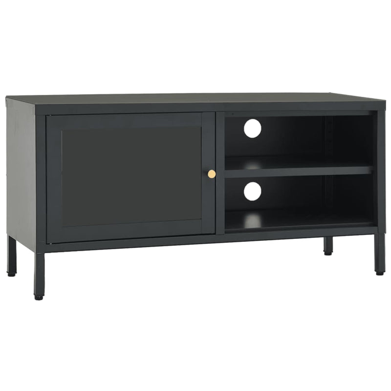 TV Cabinet Anthracite 35.4"x11.8"x17.3" Steel and Glass