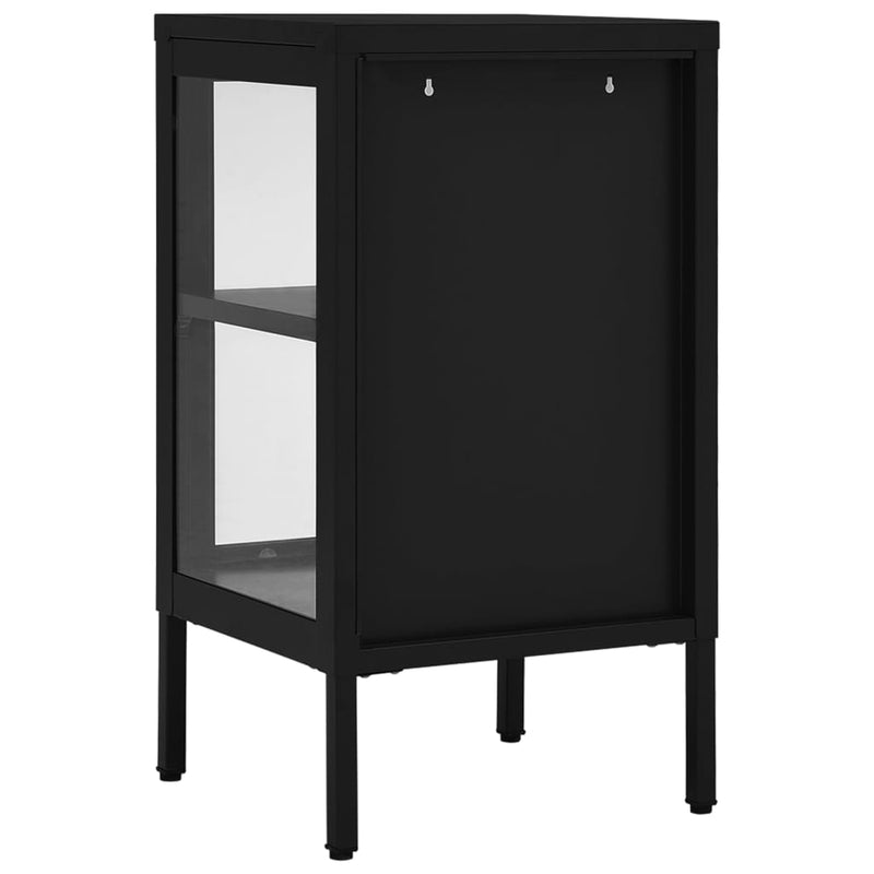 Sideboard Black 15"x13.8"x27.6" Steel and Glass