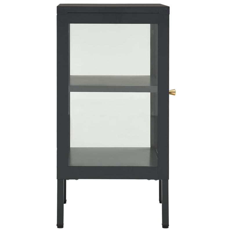 Sideboard Anthracite 15"x13.8"x27.6" Steel and Glass