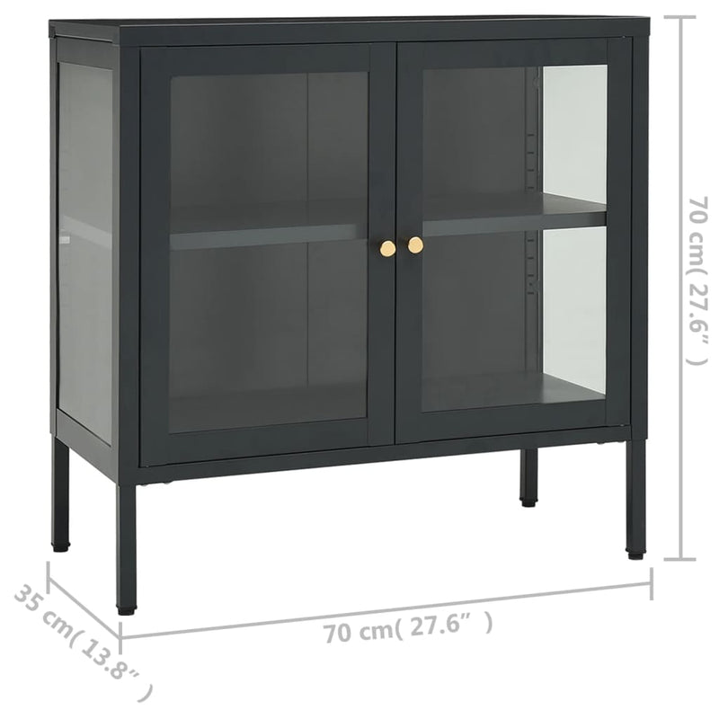 Sideboard Anthracite 27.6"x13.8"x27.6" Steel and Glass