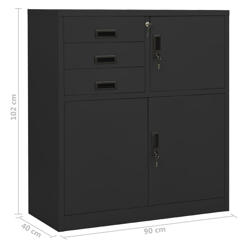 Office Cabinet Anthracite 35.4"x15.7"x40.2" Steel