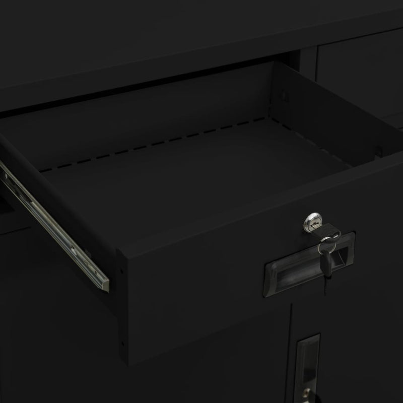 Office Cabinet Black 35.4"x15.7"x40.2" Steel