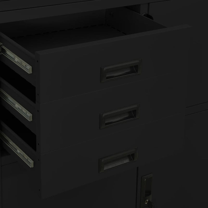 Office Cabinet Black 35.4"x15.7"x70.9" Steel
