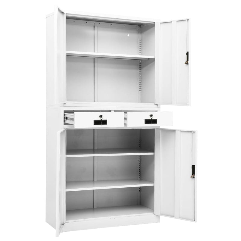 Office Cabinet White 35.4"x15.7"x70.9" Steel