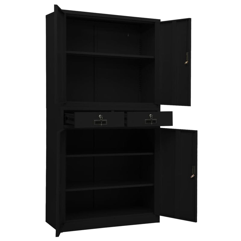 Office Cabinet Black 35.4"x15.7"x70.9" Steel