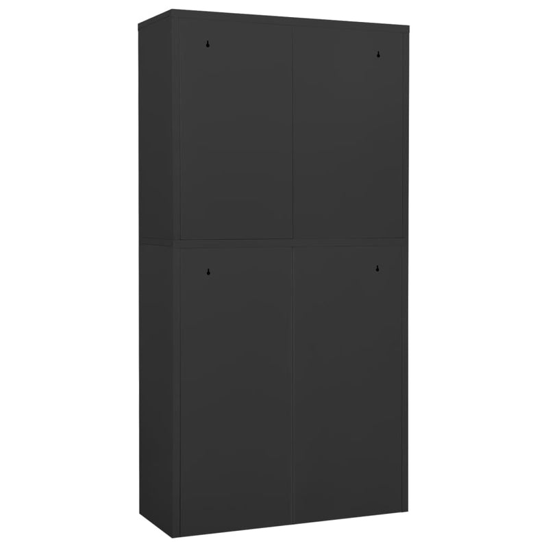 Office Cabinet Anthracite 35.4"x15.7"x70.9" Steel and Tempered Glass
