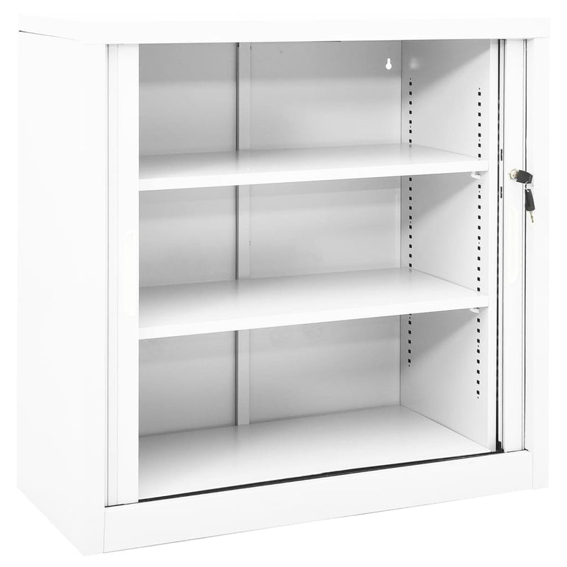 Sliding Door Cabinet White 35.4"x15.7"x35.4" Steel