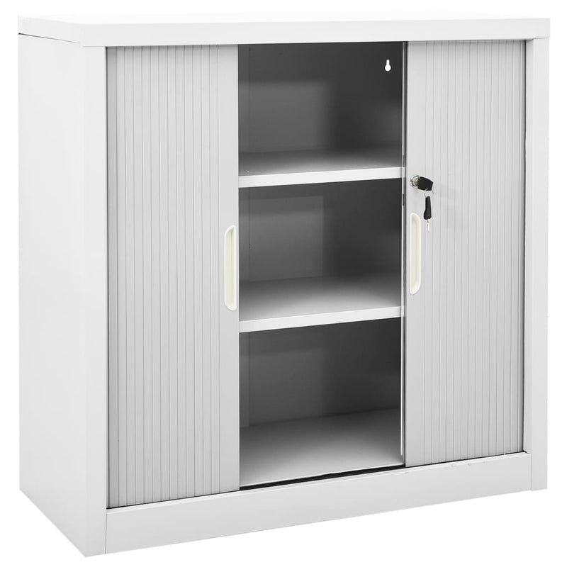 Sliding Door Cabinet Gray 35.4"x15.7"x35.4" Steel