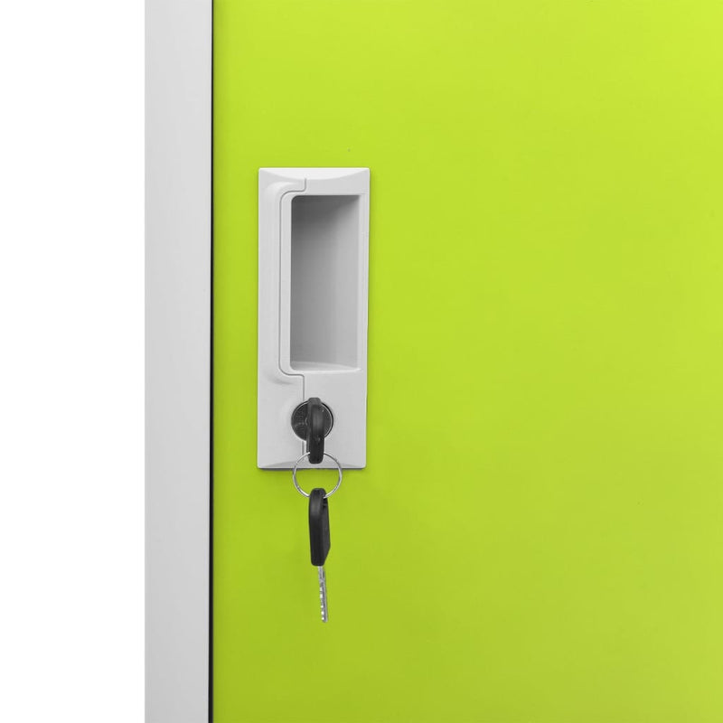 Locker Cabinet Light Gray and Green 35.4"x17.7"x36.4" Steel