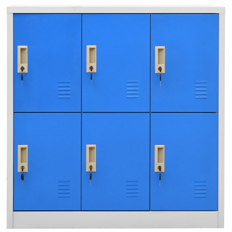 Locker Cabinet Light Gray and Blue 35.4"x17.7"x36.4" Steel