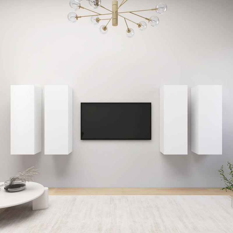 TV Cabinets 4 pcs White 12"x11.8"x35.4" Chipboard