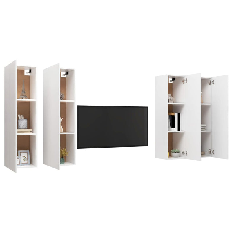 TV Cabinets 4 pcs White 12"x11.8"x43.3" Chipboard