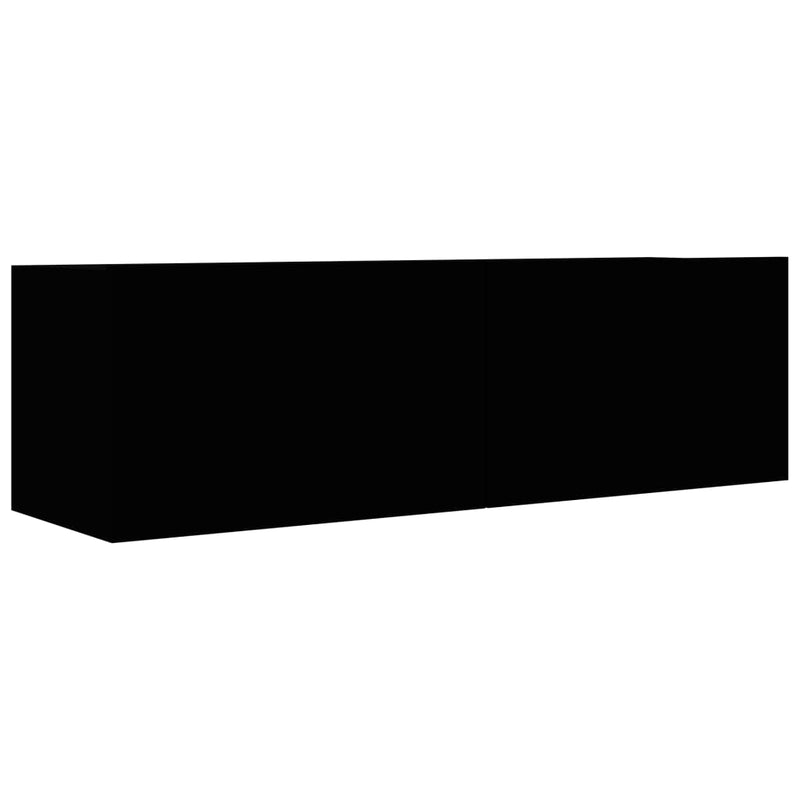 7 Piece TV Cabinet Set Black Chipboard