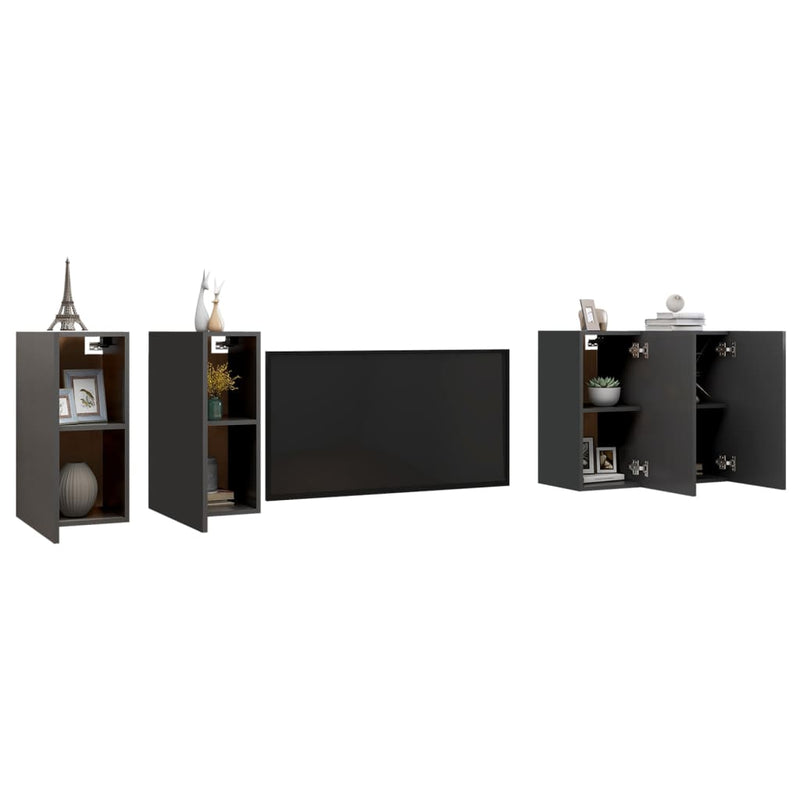 TV Cabinets 4 pcs Gray 12"x11.8"x24" Chipboard