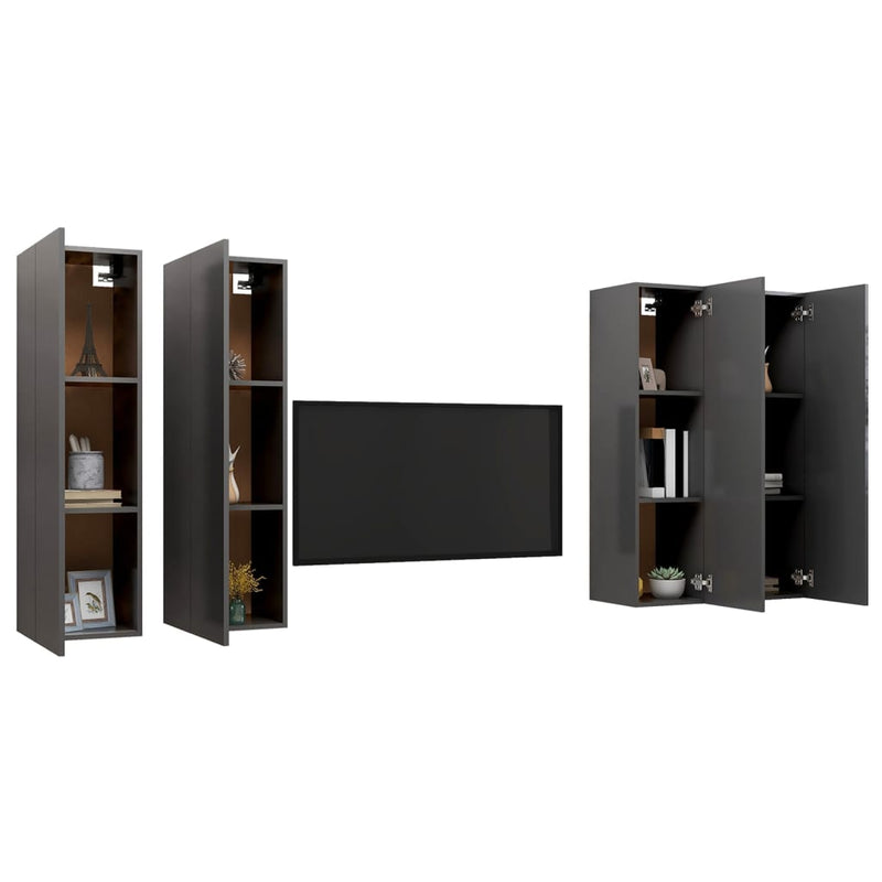 TV Cabinets 4 pcs Gray 12"x11.8"x43.3" Chipboard