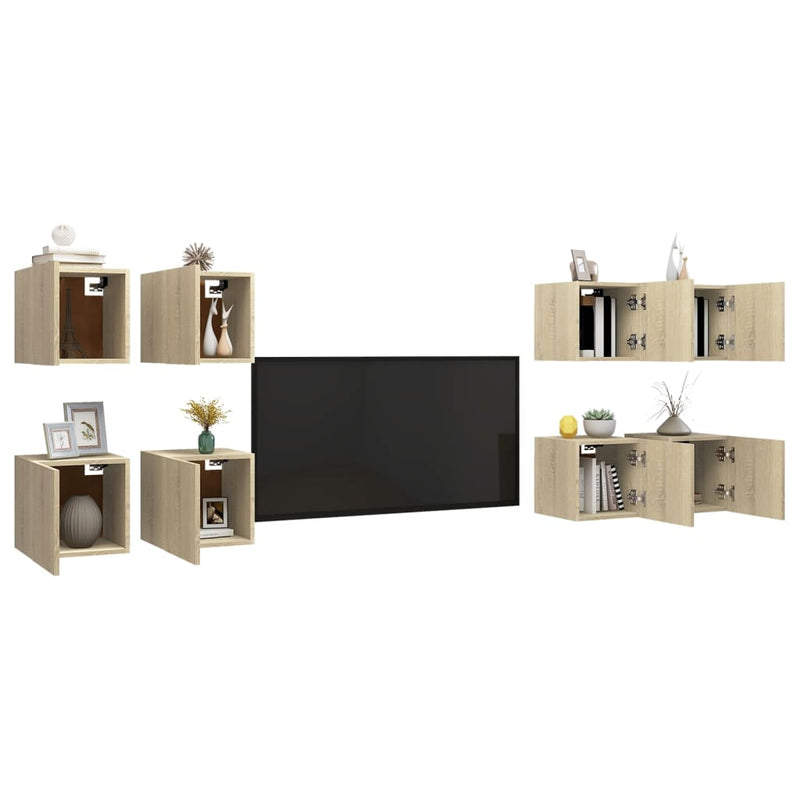 Wall Mounted TV Cabinets 8 pcs Sonoma Oak 12"x11.8"x11.8"