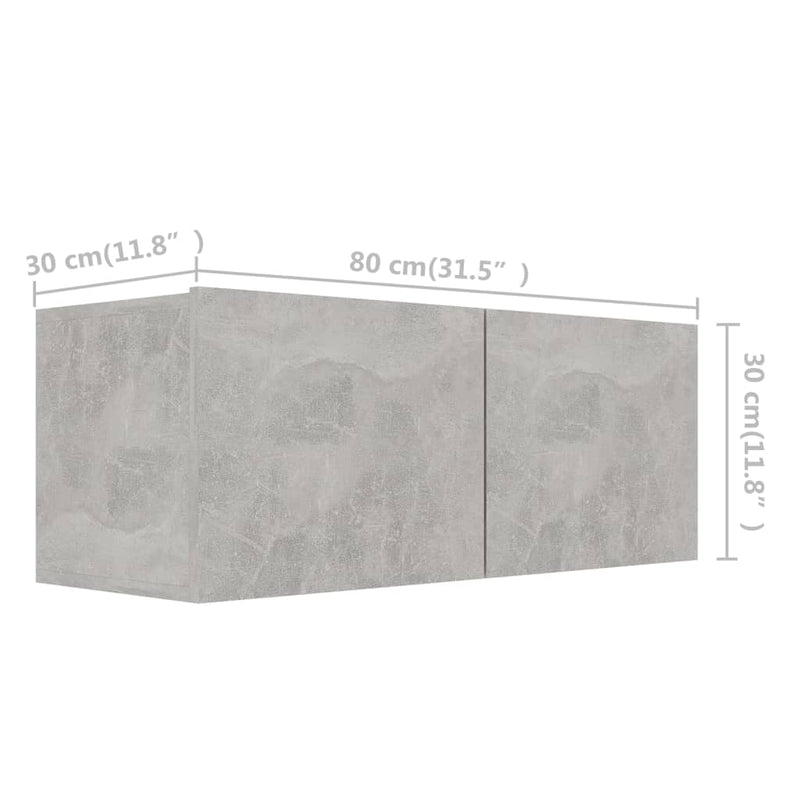 3 Piece TV Cabinet Set Concrete Gray Chipboard