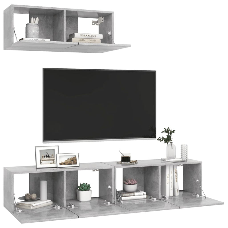 TV Cabinets 3 pcs Concrete Gray Chipboard