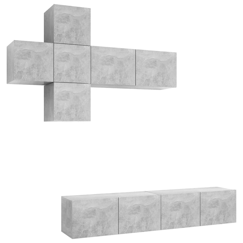 7 Piece TV Cabinet Set Concrete Gray Chipboard