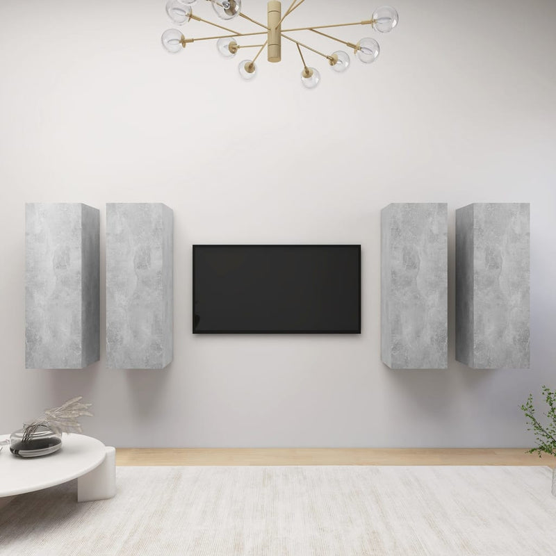 TV Cabinets 4 pcs Concrete Gray 12"x11.8"x35.4" Chipboard