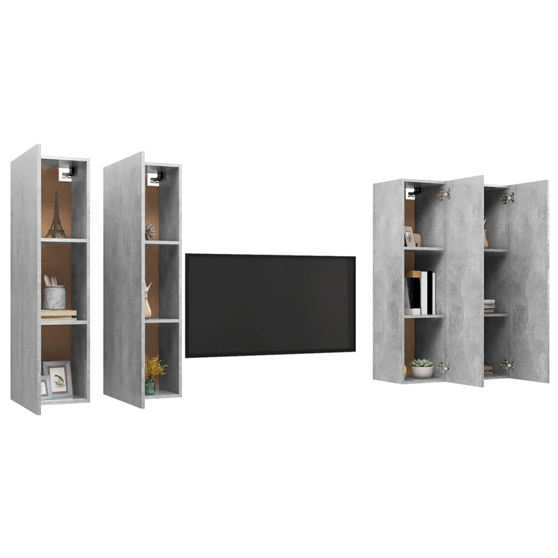 TV Cabinets 4 pcs Concrete Gray 12"x11.8"x43.3" Chipboard